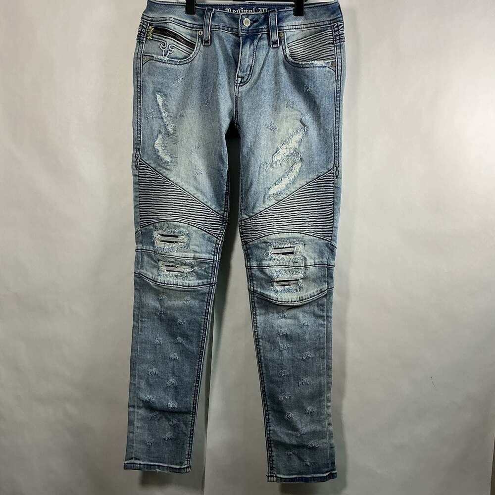 Rock Revival Nelrose Moto Easy Skinny Stretch Distressed Jeans